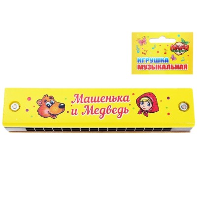 Игрушка музыкальная Губная гармошка "Машенька и медведь", дерево