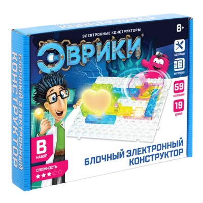 Конструктор электронный блочный "В мире электроники" 59 схем, 19 деталей