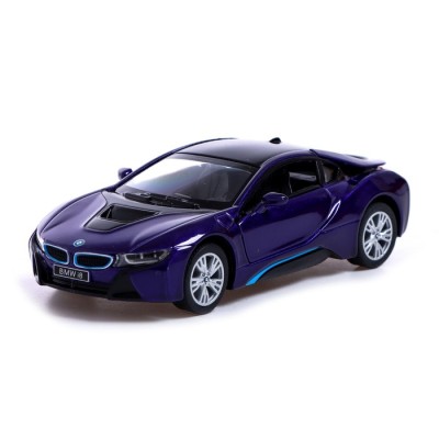 Машина металлическая BMW i8, 1:36, открываются двери, инерция, цвет фиолетовый